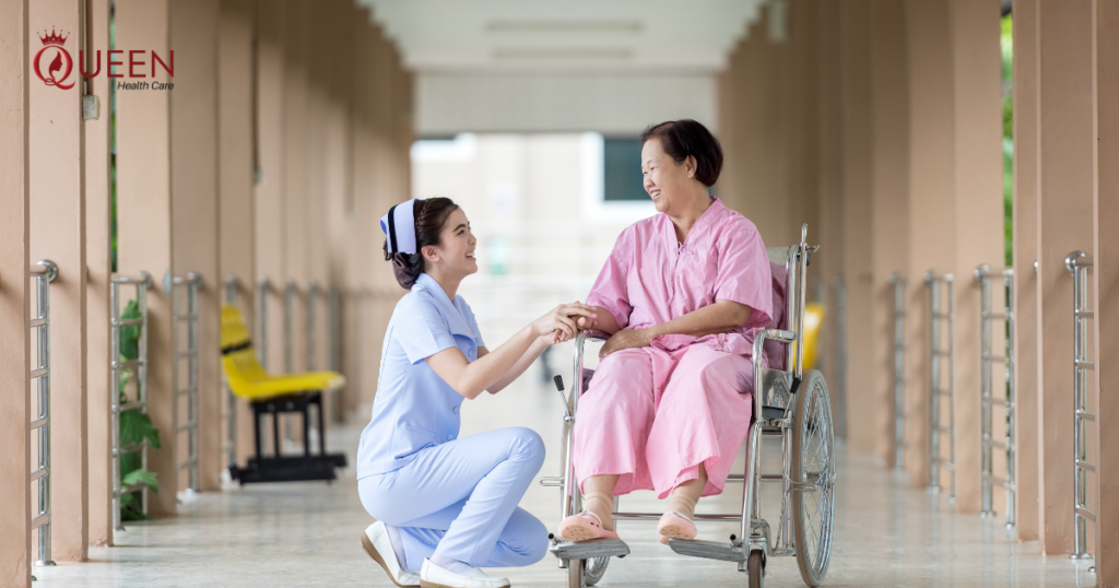 Nurse taking care of a older person